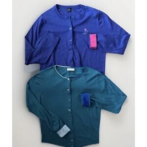 Authentic PaulSmith Women's Cardigan Lot Size Medium Purple Bunny Teal Green Fun